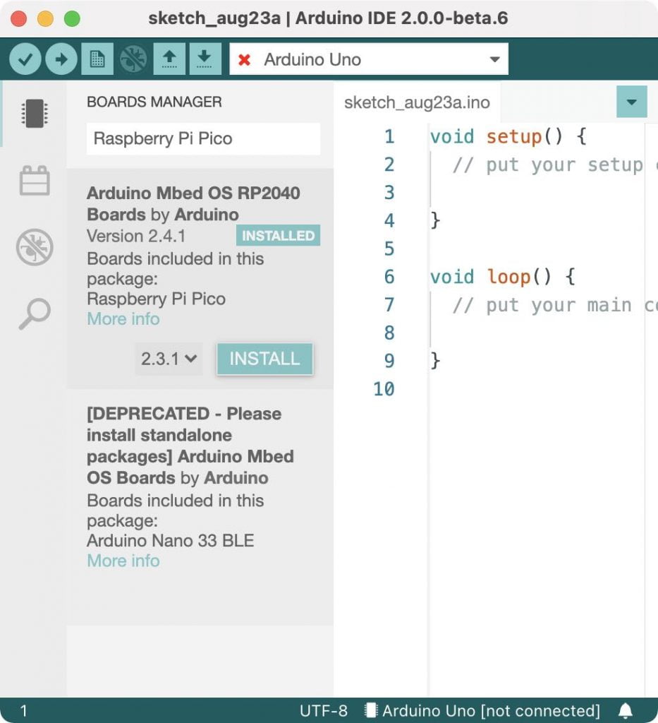 Arduino IDE 2.0 BETA üzerinde Raspberry Pi Pico Kart Kurulumunun Yapılması